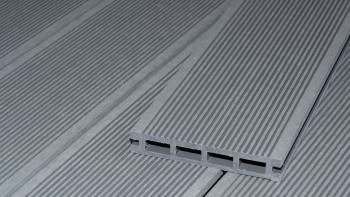 planeo ECO-Line Lame de terrasse WPC alvéolaire gris clair 4m - lisse/rainuré