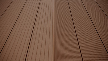 planeo LineWood Lame de terrasse WPC massif - brun foncé 3m rainuré/cannelé