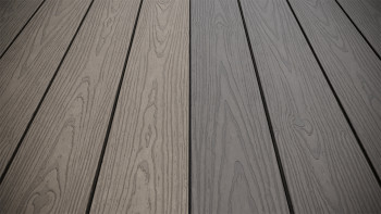planeo CoEXWood Lame de terrasse WPC massif enrobé - gris anthracite/gris brun 3m structuré
