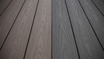planeo CoEXWood Lame de terrasse WPC massif enrobé - gris/ciment 3m structuré