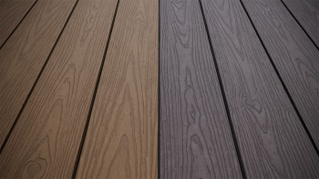 planeo CoEXWood Lame de terrasse WPC massif enrobé - brun clair/brun foncé 3m structuré