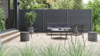 planeo Gardence Simply - Clôture PVC à emboîter Carré gris Anthracite 180 x 180 cm