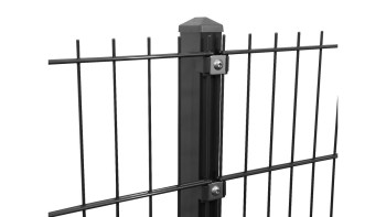 Poteau de clôture de type P anthracite pour clôture à double maille - hauteur de la clôture 1430 mm