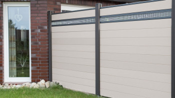 planeo Solid - Panneau design de clôture Alu15 BiColor blanc