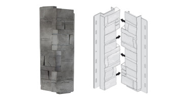 planeo Angles de façade Pierre stratifiée Basalte - 406 x 149 mm