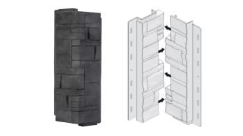 planeo Angles de façade Pierre stratifiée Anthracite - 406 x 149 mm