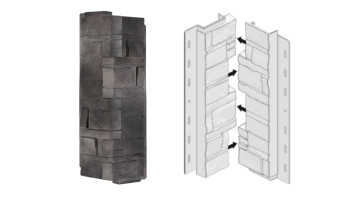 planeo Angles de façade Pierre stratifiée Lave - 406 x 149 mm