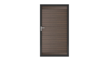 planeo Gardence Strong - Porte composite universelle Noyer avec cadre aluminium Anthracite