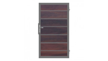 planeo Gardence Deluxe - Porte universelle composite Noyer avec cadre aluminium Anthracite