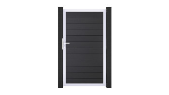 planeo Gardence Strong - Porte composite universelle Anthracite avec cadre aluminium argent 100x180x4cm