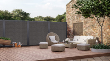 planeo Viento - Clôture de jardin Carré gris anthracite avec cadre en aluminium anthracite