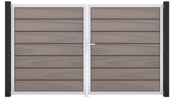 planeo Gardence Deluxe - Porte composite DIN droite 2 vantaux bicolore co-ex avec cadre en aluminium argenté