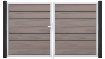 planeo Gardence Deluxe - Porte composite DIN gauche 2 vantaux Bi-Color co-ex avec cadre en aluminium argenté