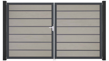 planeo Gardence Deluxe - Porte composite DIN gauche 2 vantaux bicolore sable avec cadre aluminium Anthracite