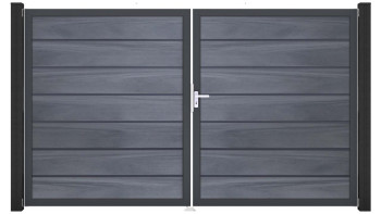 planeo Gardence Deluxe - Porte composite DIN droite 2 vantaux gris pierre co-ex avec cadre aluminium Anthracite