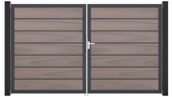 planeo Gardence Deluxe - Porte composite DIN droite 2 vantaux Bi-Color co-ex avec cadre alu Anthracite