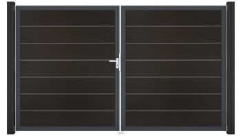 planeo Gardence Deluxe - Porte composite DIN gauche 2 vantaux noir co-ex avec cadre alu Anthracite