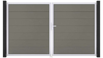 planeo Gardence Strong XL - Porte composite DIN droite 2 vantaux gris avec cadre aluminium argenté