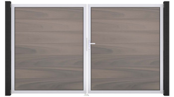 planeo Gardence Strong XL - Porte composite DIN droite 2 vantaux bicolore co-ex avec cadre en aluminium argenté