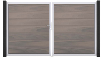 planeo Gardence Strong XL - Porte composite DIN gauche 2 vantaux bicolore co-ex avec cadre en aluminium argenté
