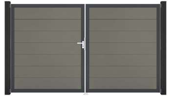 planeo Gardence Strong XL - Porte composite DIN gauche 2 vantaux gris avec cadre alu Anthracite