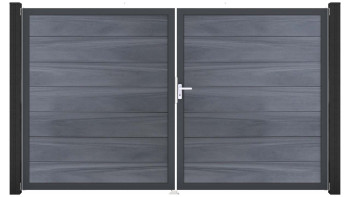 planeo Gardence Strong XL - Porte composite DIN droite 2 vantaux gris pierre co-ex avec cadre aluminium Anthracite