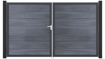 planeo Gardence Strong XL - Porte composite DIN gauche 2 vantaux gris pierre co-ex avec cadre alu Anthracite