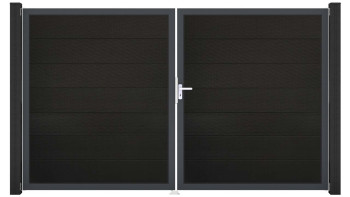 planeo Gardence Strong XL - Porte composite DIN droite 2 vantaux noir co-ex avec cadre alu Anthracite