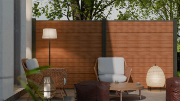 planeo Gardence Trendy - Clôture à emboîter en BPC rhombique - teck co-extrudé 180 x 180 cm
