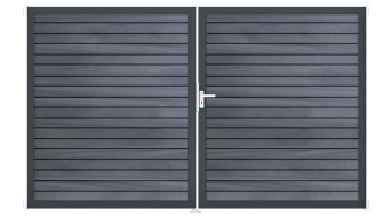 planeo Gardence Trendy - Porte composite en rhombe - DIN droite 2 vantaux gris pierre co-ex avec cadre aluminium Anthracite