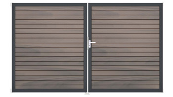 planeo Gardence Trendy - Porte composite en rhombe - DIN droite 2 vantaux Bi-Color co-ex avec cadre en aluminium Anthracite