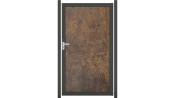 planeo Gardence Resistant - Pare-vue HPL Porte aspect rouille avec cadre en aluminium Anthracite