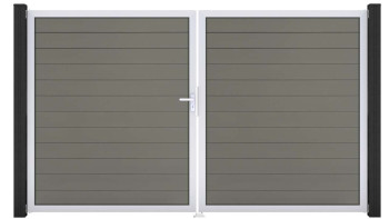 planeo Gardence Strong - Porte composite DIN gauche 2 vantaux gris avec cadre aluminium argenté