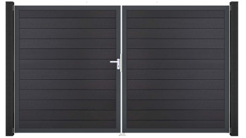 planeo Gardence Strong - Porte composite DIN gauche 2 vantaux gris Anthracite avec cadre aluminium Anthracite