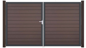 planeo Gardence Strong - Porte composite DIN gauche 2 vantaux Terra avec cadre alu Anthracite