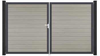 planeo Gardence Strong - Porte composite DIN droite 2 vantaux bicolore sable avec cadre aluminium Anthracite