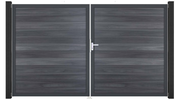 planeo Gardence Strong - Porte composite DIN droite 2 vantaux gris pierre co-ex avec cadre alu Anthracite