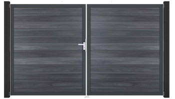 planeo Gardence Strong - Porte composite DIN gauche 2 vantaux gris pierre co-ex avec cadre alu Anthracite