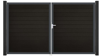planeo Gardence Strong - Porte composite DIN droite 2 vantaux noir co-ex avec cadre alu Anthracite