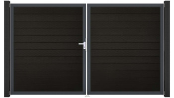 planeo Gardence Strong - Porte composite DIN gauche 2 vantaux noir co-ex avec cadre alu Anthracite