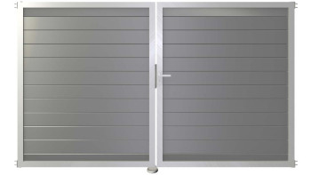 planeo Gardence Metallic - Porte aluminium DIN droite 2 vantaux gris argenté avec cadre en aluminium argenté