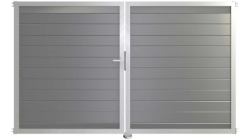 planeo Gardence Metallic - Porte aluminium DIN gauche 2 vantaux gris argenté avec cadre en aluminium argenté