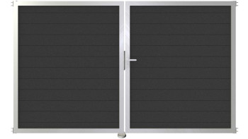 planeo Gardence Metallic - Porte aluminium DIN droite 2 vantaux Anthracite avec cadre en aluminium argenté