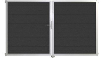 planeo Gardence Metallic - Porte aluminium DIN gauche 2 vantaux Anthracite avec cadre en aluminium argenté