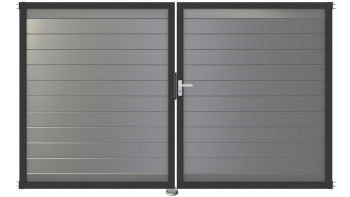 planeo Gardence Metallic - Porte aluminium DIN droite 2 vantaux gris argenté avec cadre en aluminium Anthracite