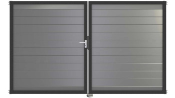 planeo Gardence Metallic - Porte aluminium DIN gauche 2 vantaux gris argenté avec cadre en aluminium Anthracite