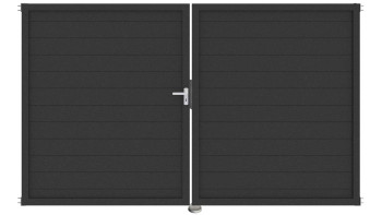 planeo Gardence Metallic - Porte aluminium DIN gauche 2 vantaux Anthracite avec cadre en aluminium Anthracite