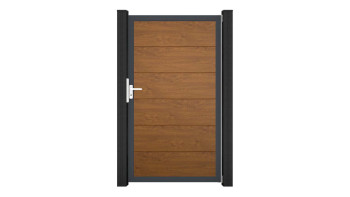 planeo Gardence Simply - Porte PVC universelle Golden Oak avec cadre alu Anthracite | DB703 100 x 180 cm