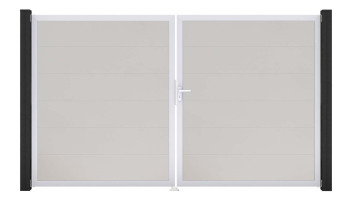 planeo Gardence Simply - Porte PVC DIN droite 2 vantaux blanc avec cadre en aluminium argenté