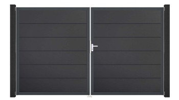 planeo Gardence Simply - Porte PVC DIN droite 2 vantaux Anthracite avec cadre alu Anthracite